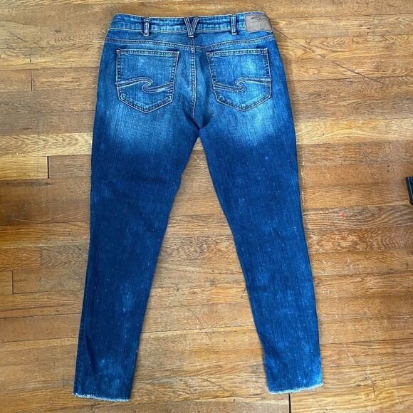 Silver Girlfriend Classic Stretch Straight Raw Edge Womens Size 30-27 - Picture 8 of 14